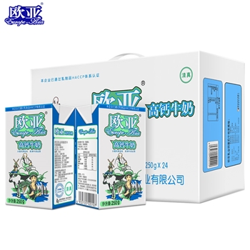 欧亚（Europe-Asia） 高钙牛奶 高原生态云南大理特产 清真全脂 250g*24盒/箱