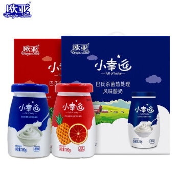 欧亚 小-幸-运酸奶180ml*12瓶整箱 巴氏杀菌 营养健康 原味整箱